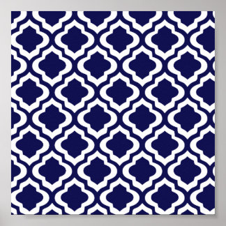 Affiche Elégante Marine Marocaine Trellis Quatrefoil Clove