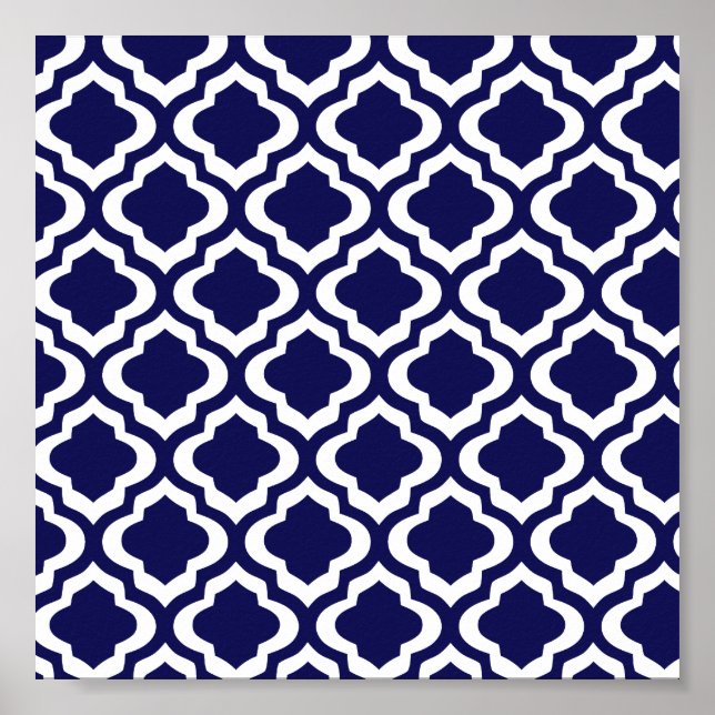 Affiche Elégante Marine Marocaine Trellis Quatrefoil Clove (Devant)