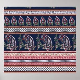 Affiche Elégante Marine Paisley : Conception des frontière
