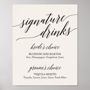 Affiche Élégante Noire Calligraphie Signature Crème Boisso