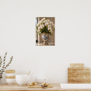 Affiche Élégante œuvre d'art murale florale d'orchidée bla