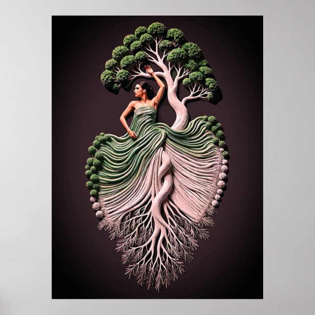 Affiche Élégante œuvre d'art murale représentant une femme (Devant)