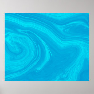 Affiche Élégante oeuvre en marbre bleu liquide Abstrait