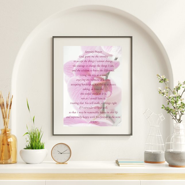 Affiche Elégante Orchidée rose Script prière de sérénité (Créateur téléchargé)