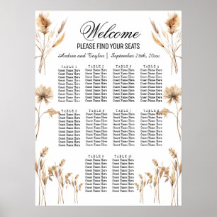Affiche Elégante Pampas Grass 10 Tables Mariage Siège