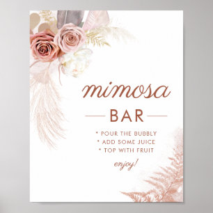 Affiche Élégante Pampas Grass Mimosa Bar Sign
