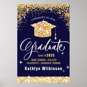 Affiche Élégante Parties scintillant d'or Sparkling Gradua