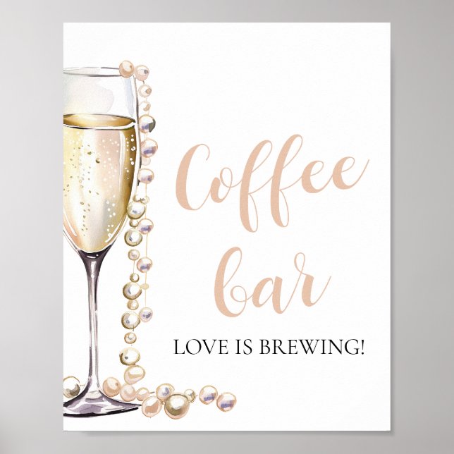 Affiche Élégante perle d'or et panneau de barre de café Pr (Devant)