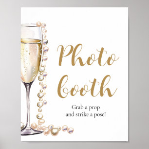 Affiche Élégante perle d'or et porte-photo Prosecco
