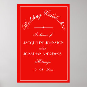 Affiche Élégante personnalisation Chic Mariage rouge Affic