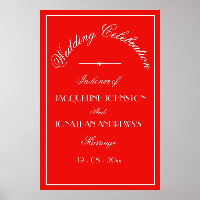 Affiche Élégante personnalisation Chic Mariage rouge Affic (Devant)