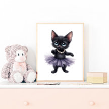 Élégante petite ballerine chaton noir en tutu viol