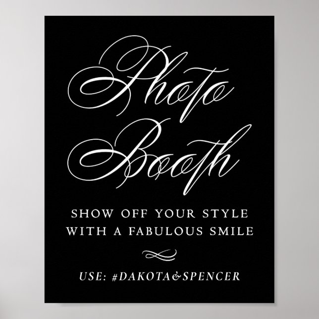 Affiche Elégante Photo Booth Smile White Calligraphie | Ch (Devant)