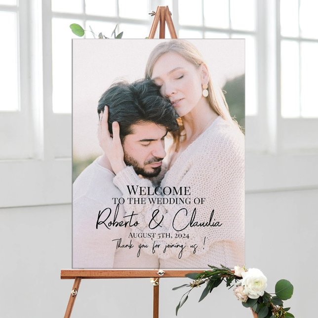 Affiche Élégante photo de bienvenue de mariage (Créateur téléchargé)