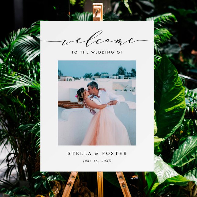 Affiche Élégante Photo de Bienvenue de Mariage avec Callig (Créateur téléchargé)