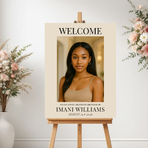 Affiche Élégante Photo de Bienvenue pour un Anniversaire S