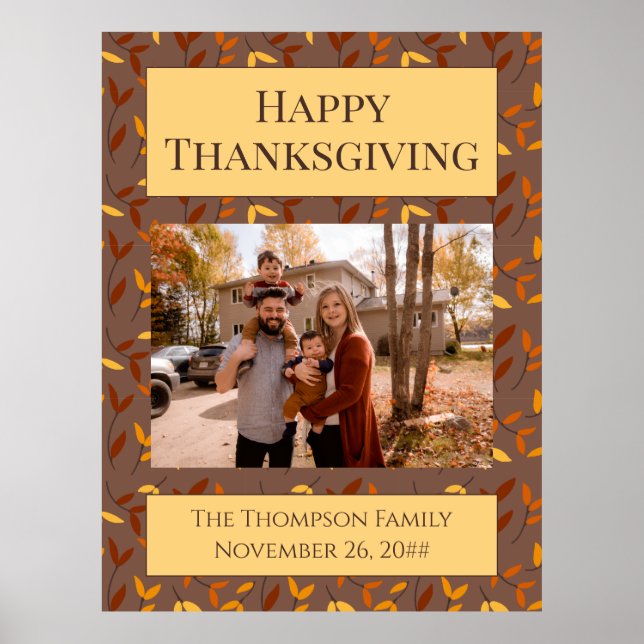 Affiche Élégante photo de famille de feuilles d'automne (Devant)