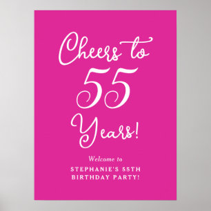 Affiche Elégante Pink Cheers à 55 Ans 55e Anniversaire