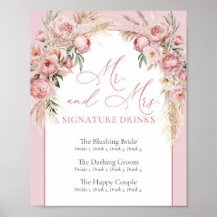 Affiche Elégante pivoines blush pampas boho arc Signature