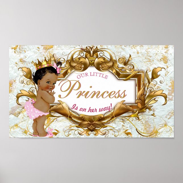 Affiche Élégante princesse africaine Marbre blanc et or (Devant)