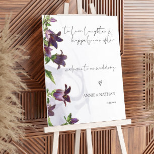 Affiche Élégante Purple Floral Personnalisé Mariage Affich