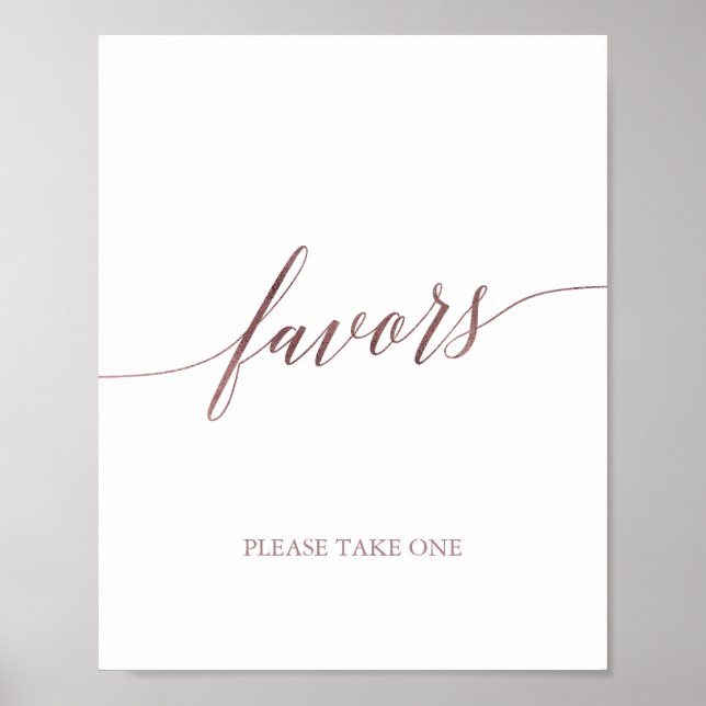 Affiche Élégante Rose Gold Calligraphy Favorisées (Devant)