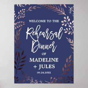 Affiche Élégante Rose Gold et Nuit de Répétition Dîner de 