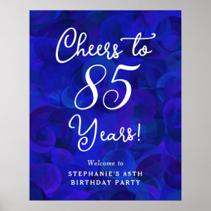 Affiche Elégante Royal Blue Cheers à 85 ans Anniversaire