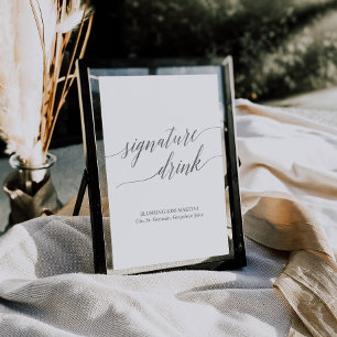 Affiche Élégante signature de calligraphie argentée