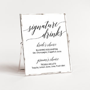 Affiche Élégante signature de calligraphie noire Boissons 