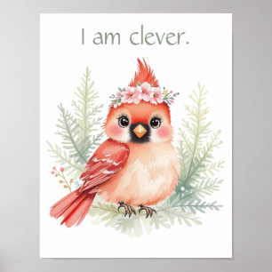 Affiche Élégante sur mesure Cardinal Rouge Bois Nursery