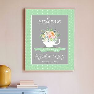 Affiche Elégante Teacup Floral Teacup Baby shower Tea Part
