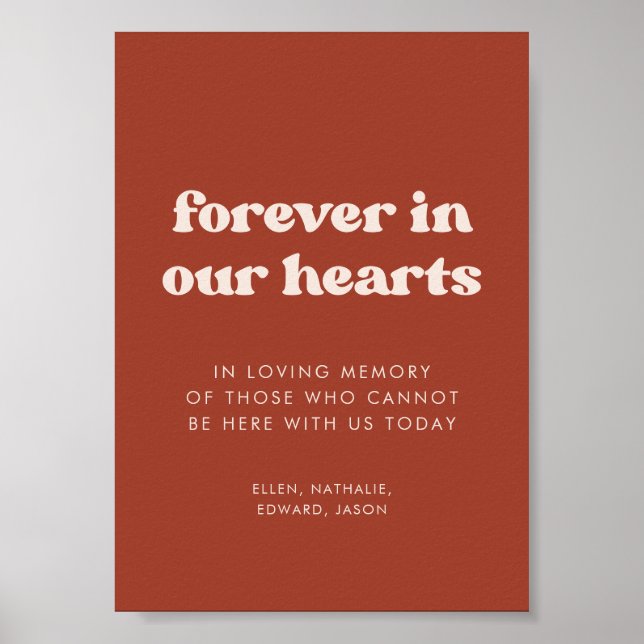 Affiche Élégante Terracotta Forever dans nos coeurs signe (Devant)