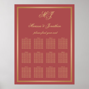 Affiche Elégante Terracotta Gold Monogram Cadre Siège