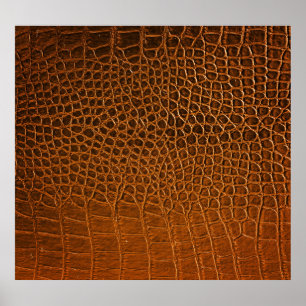 Affiche Élégante texture en cuir de crocodile marron.