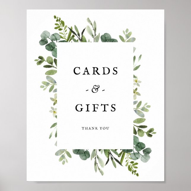 Affiche Elégante verdure Cartes de Mariage Cadeaux (Devant)