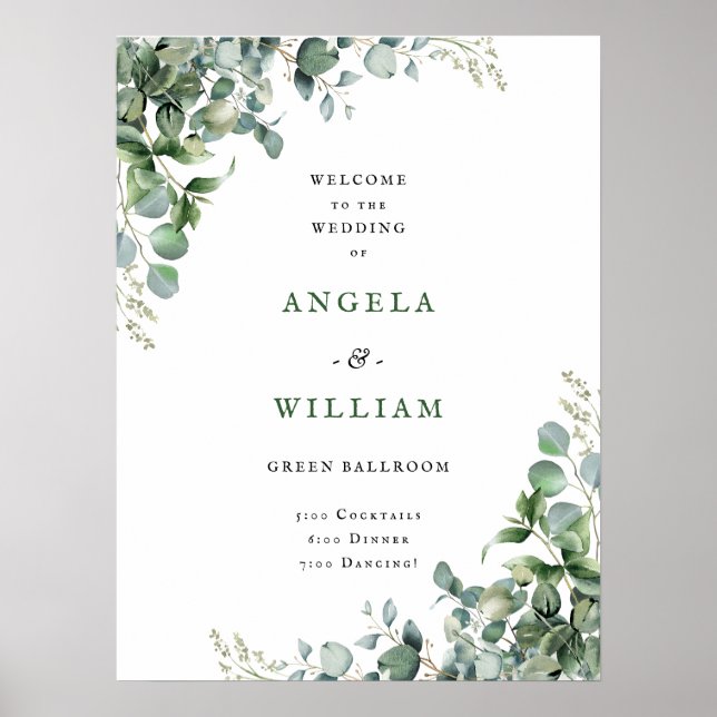 Affiche Elégante verdure Eucalyptus Feuille Mariage (Devant)