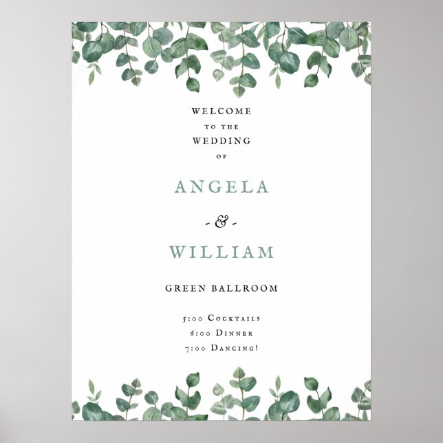 Affiche Elégante verdure Eucalyptus Feuille Mariage (Devant)