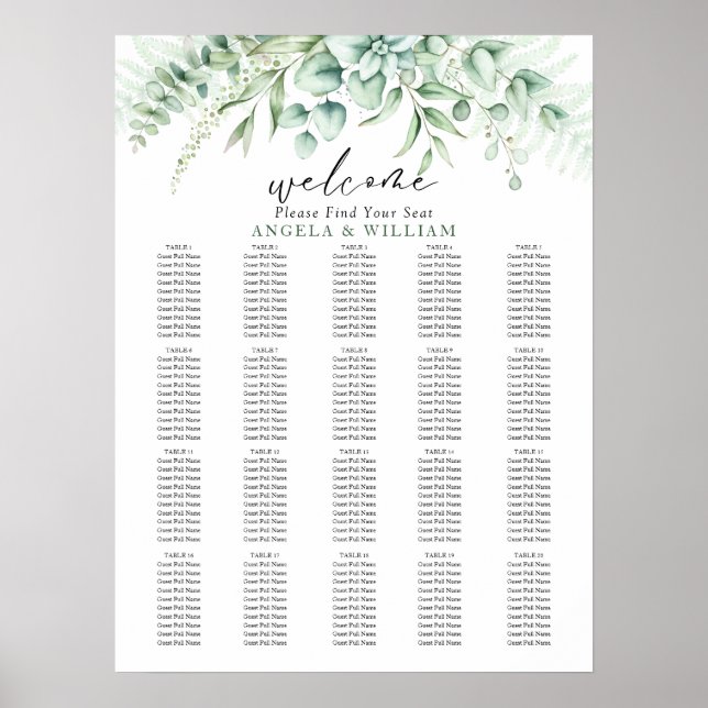 Affiche Elégante verdure Eucalyptus Feuille Mariage (Devant)