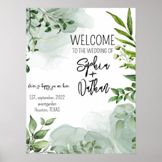 Affiche Elégante verdure feuille faire-part de mariage