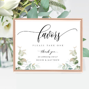 Affiche Élégante verdure Script moderne Mariage Faveur Sig