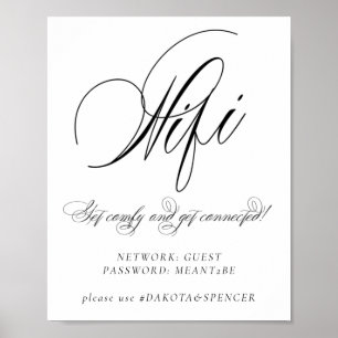 Affiche Élégante Wifi et médias sociaux Black Calligraphy