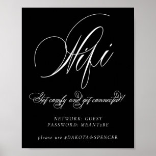 Affiche Élégante Wifi et médias sociaux Calligraphie blanc