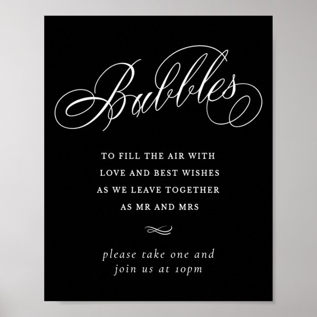 Affiche Élégantes bulles Calligraphie blanche | Favoriser  (Devant)