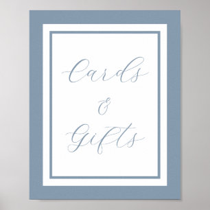 Affiche Élégantes cartes et cadeaux de couleur bleu poussi