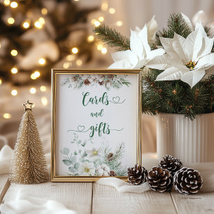 Affiche Élégantes cartes et cadeaux d'hiver à feuillage pe
