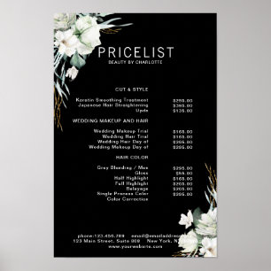 Affiche Élégantes fleurs blanches noires modernes