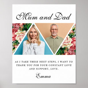 Affiche Élégants parents de la mariée Cadeau Merci cadeau 