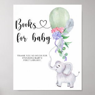 Affiche Élément à l'aquarelle Éléphant & Ballon - livres p
