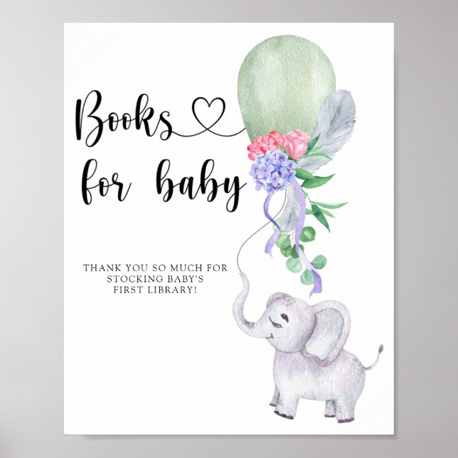 Affiche Élément à l'aquarelle Éléphant & Ballon - livres p (Devant)
